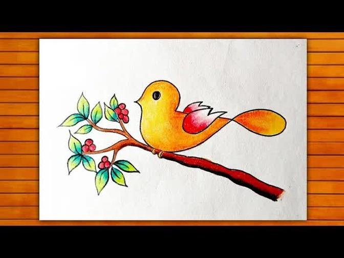 How To Draw Bird For Kids ｜｜ Bird Drawing & Colour Step By Step For ...