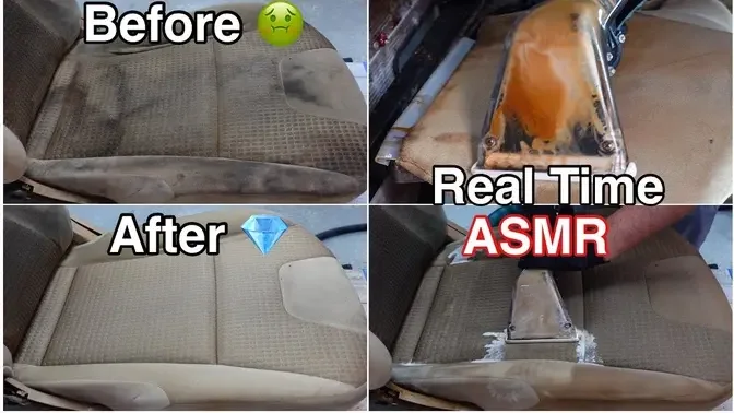 Extremely Satisfying Real Time ASMR _ NASTIEST Seat Extraction _ MAD Detailing _ Car Cleaning!!