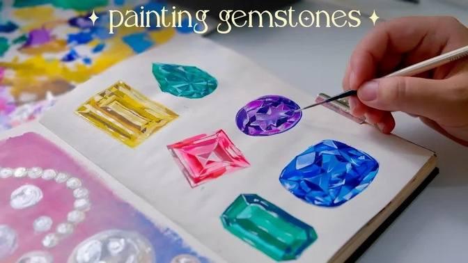 painting gemstones using acrylic gouache | Videos | daixykaren | Gan ...