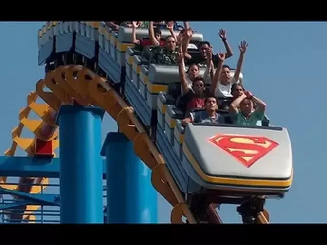 Six Flags Mexico. Batman, Superman, Medusa, Joker. Terror Extremo 1080 HD  60 fps