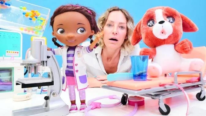 Spielspaß mit Doktor McStuffins - Nicole bringt ihren Hund zum Arzt - Spielzeugvideo für Kinder