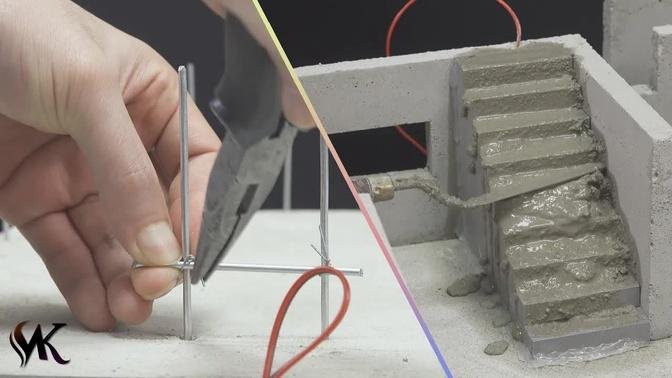 How To Build a Amazing House(model) #2. - cement stairs & wall.