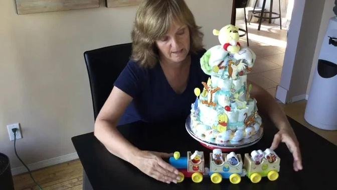 How to make a DIAPER CAKE - Winnie the Pooh Theme