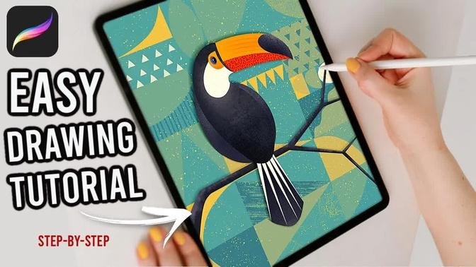 Drawing a Stylized Toucan - Easy Procreate Tutorial (Step-by-Step)
