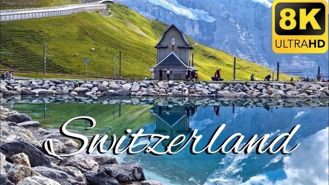 [ 8K ] Kleine Scheidegg - Grindelwald, Switzerland | Walk and Train Journey views | 8K UHD Video