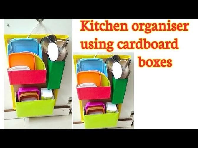 DIY #kitchen organisation idea from waste cardboard boxes#diy organiser from best out of waste