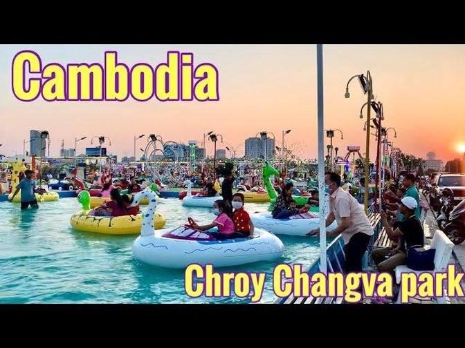 Phnom Penh city of Cambodia, walking tour at Chroy Changva Amusement ...