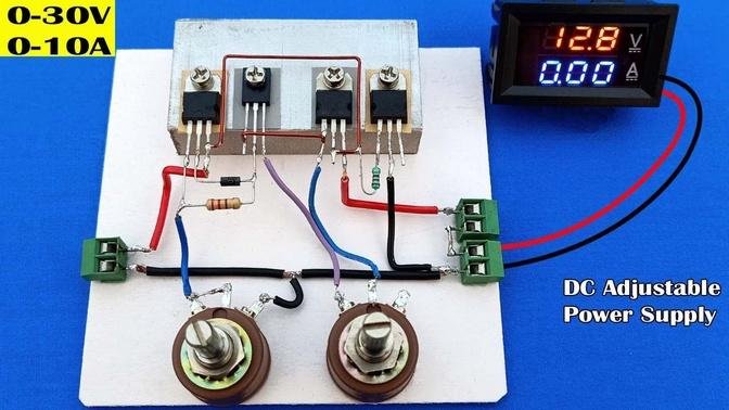 DIY Simple 0-30V 0-10A DC  Variable Power Supply // Voltage and Current Adjustable