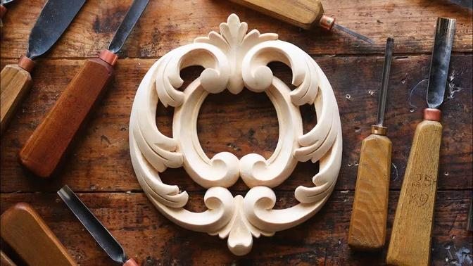 Wood carving ornament. Linden wood.