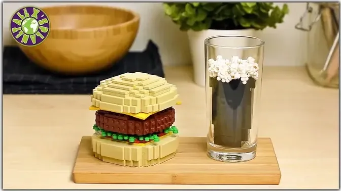 LEGO in real Stop Motion Cooking LEGO Burger. ASMR