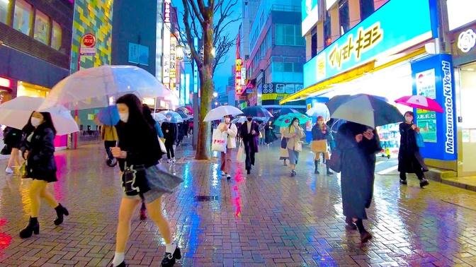 Shinjuku in Tokyo, beautiful rainy evening ♪ 💖 4K ASMR non-stop 1 hour 04 minutes