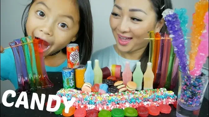 MIX CANDY Party, Nik-L-Lip Wax Bottle, Noodle Jello, Rock Candy & Gummy  Mukbang _ N.E Let's Ea