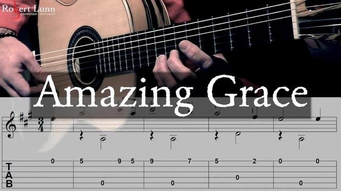 AMAZING GRACE - Easy Arrangement - Full Sheet Music/Tab - Classical Guitar