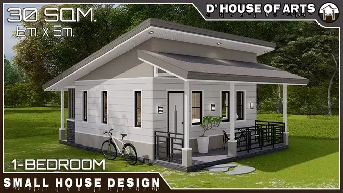 1 BEDROOM | 30 SQM. ( 6m. x 5m.) Small House | Simple House Design