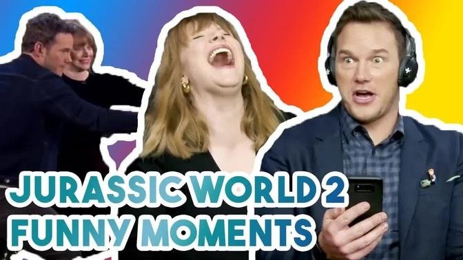CHRIS PRATT & BRYCE DALLAS HOWARD CANT STOP LAUGHING | FUNNY MOMENTS JURASSIC WORLD 2 2018
