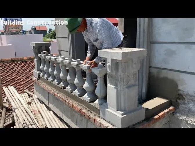 Construction Techniques Install Hand-Cast Concrete Railings On The Most Accurate Porch Lobby