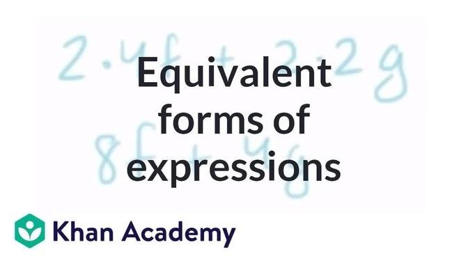 Equivalent Forms Of Expressions Introduction To Algebra Algebra I