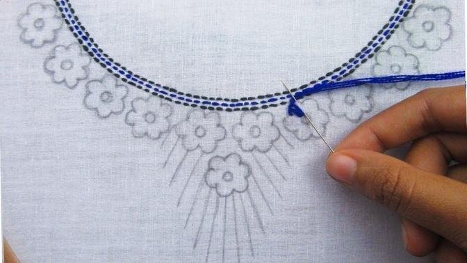 Hand Embroidery, Beautiful Neck Embroidery Design