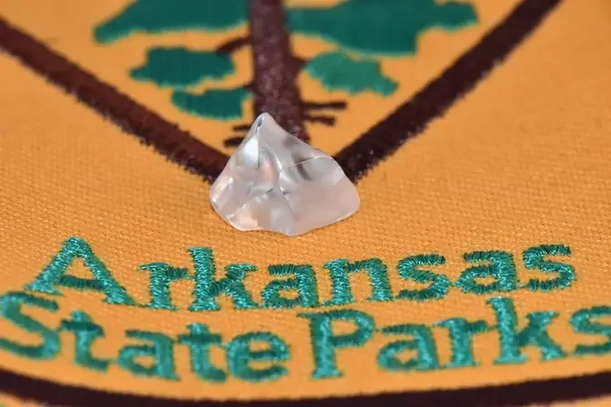  What Mr. Evans thought was a piece of glass was revealed to be a colorless 4.87-carat diamond. (Courtesy of Crater of Diamonds State Park)
