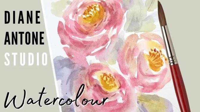 How to Paint Watercolour PEONIES - easy method for loose floral painting