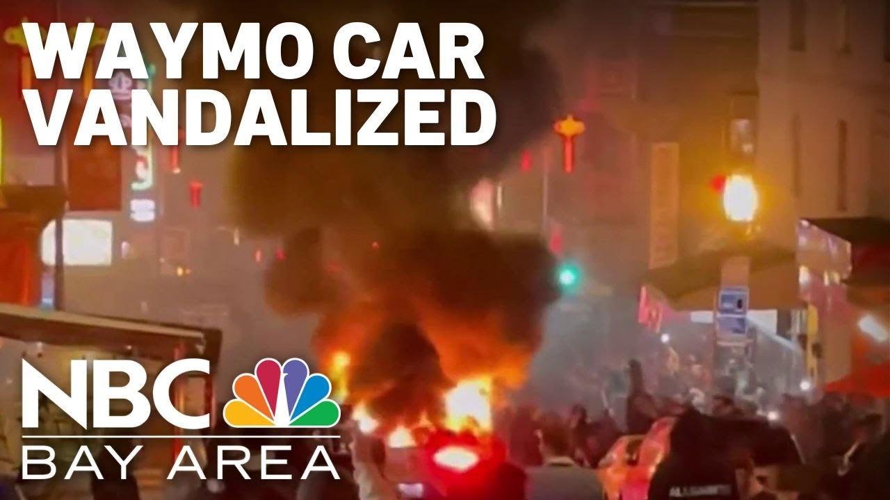 Waymo driverless car vandalized, set on fire in San Francisco's Chinatown
