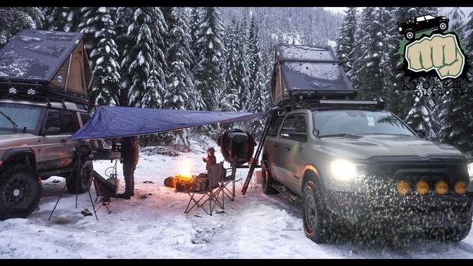 Car Camping in Freezing Rain ⧸ Snow.  Winter Overland Adventure w⧸ @Dirt Lifestyle