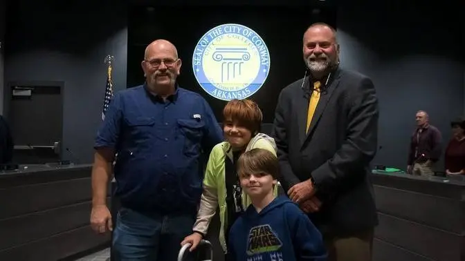 Mayor Castleberry & City Council recognize Aiden & Declan Guzman for bravery & heroism