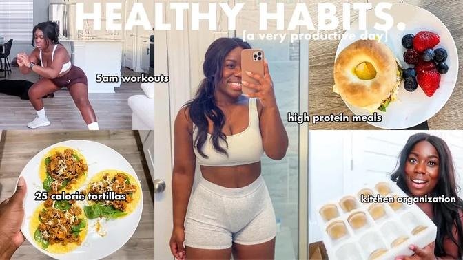 building healthy habits for weight loss | 5am workout, organizing + more [healthy & productive days]
