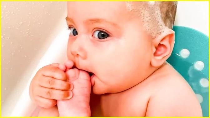 Baby Bath Time! Adorable Baby Excited In Water | Funny Baby Video