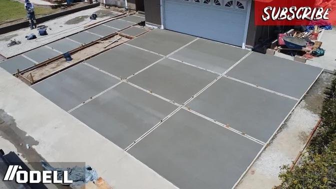 Modern Square Driveway Pour with Floating Step! (TOUGH POUR!)
