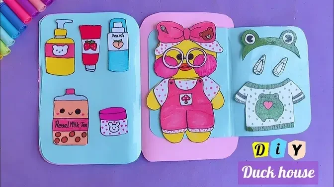 DIY Lalafanfan PAPER DUCK /How to draw a duck Lalafafan and clothes /Tonni art and craft