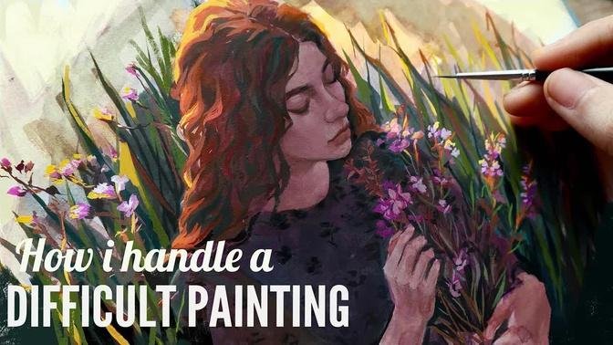 How I Handle Challenging Paintings / Gouache painting process