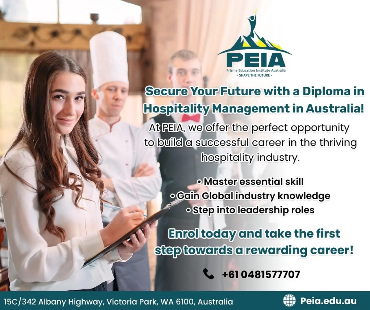 Unlock an Advanced Diploma in Hospitality Management in Australia at PEIA