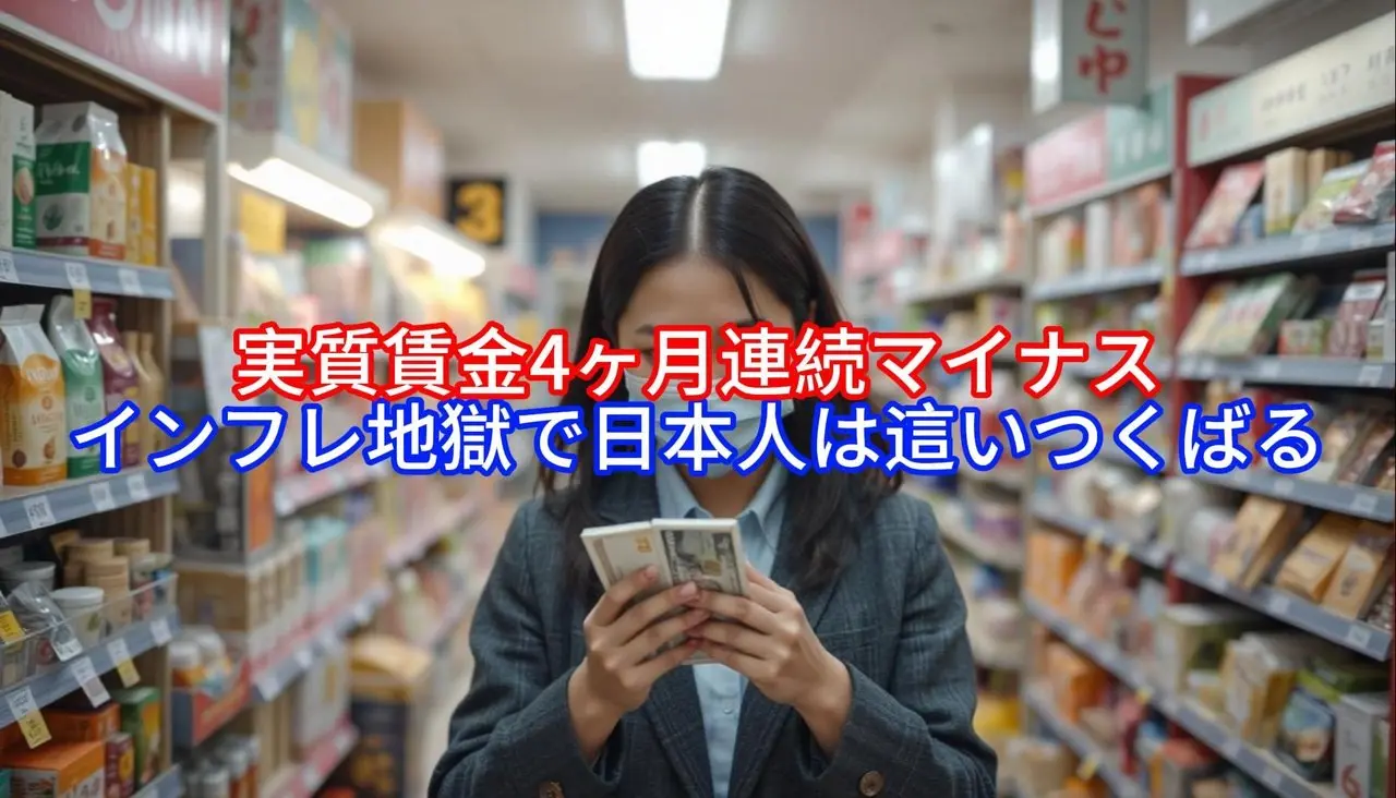 実質賃金4ヶ月連続マイナス！インフレ地獄で日本人は這いつくばる